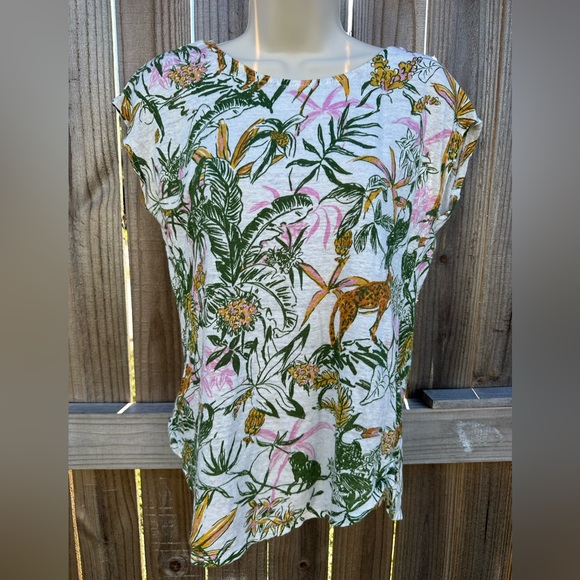 Rachel Zoe 100% Linen Tropical Print Top - Size Small - Picture 1 of 5